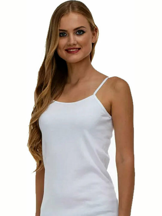 O' Nurel 204-01 Women's Cotton T-Shirt with Spaghetti Strap White