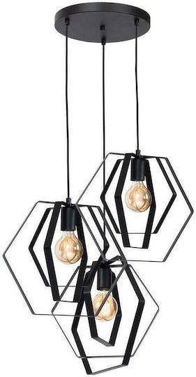 Luminex Hexagon Ceiling Light Black with E27 Socket