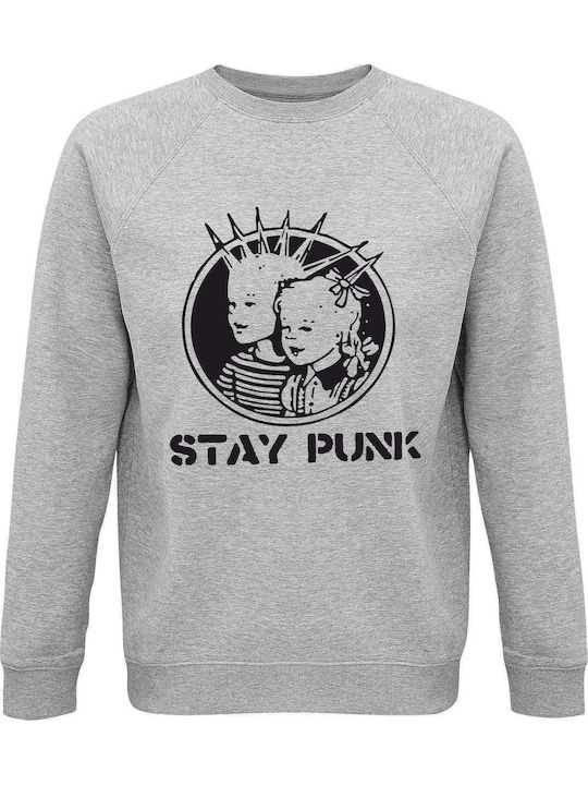 Sweatshirt unisex, Organic "Stay Punk", Grey melange