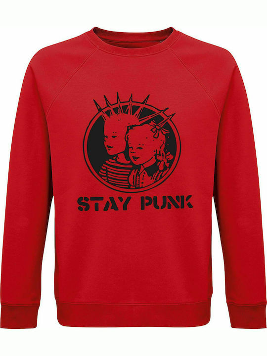 Sweatshirt unisex, Organic "Stay Punk", Red