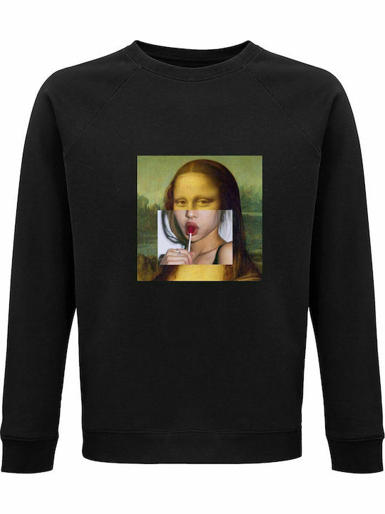 Sweatshirt Unisex, Organic "Monalisa Lollipop", Black