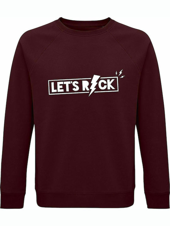 Sweatshirt Unisex, Organic "Let's ROCK", Burgundy