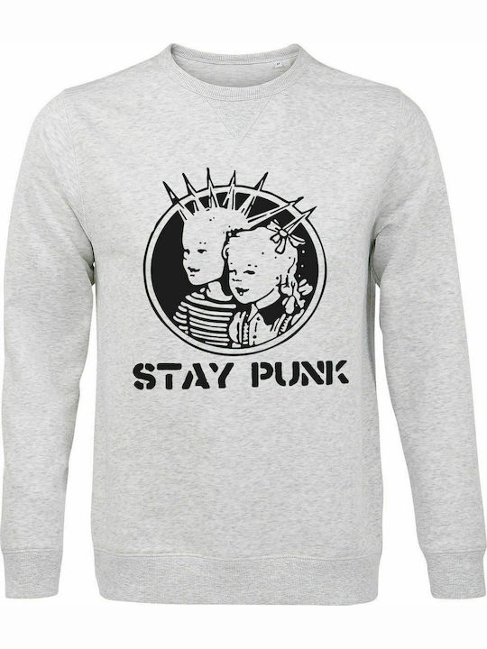 Sweatshirt unisex, Organic "Stay Punk", Ash