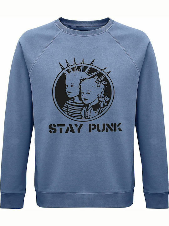 Sweatshirt unisex, Organic "Stay Punk", Blue