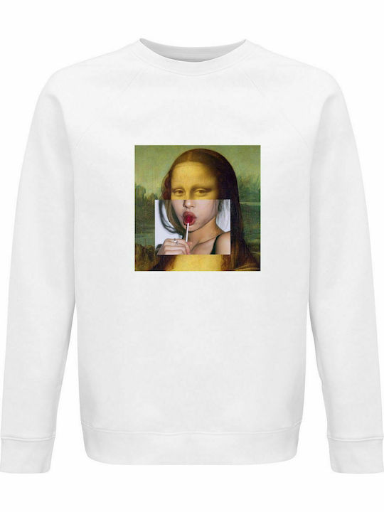 Sweatshirt Unisex, Organic "Monalisa Lollipop", White