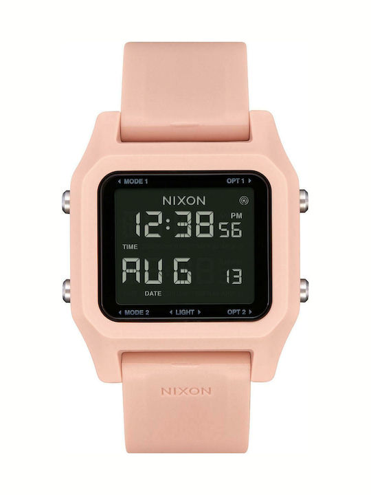 Nixon Ψηφιακό Γυναικείο Ρολόι 39mm Μπαταρίας με Ροζ Καουτσούκ Λουράκι