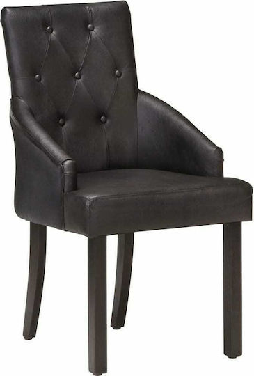 Dining Room Genuine Leather Armchair Black 52x60x95cm 2pcs