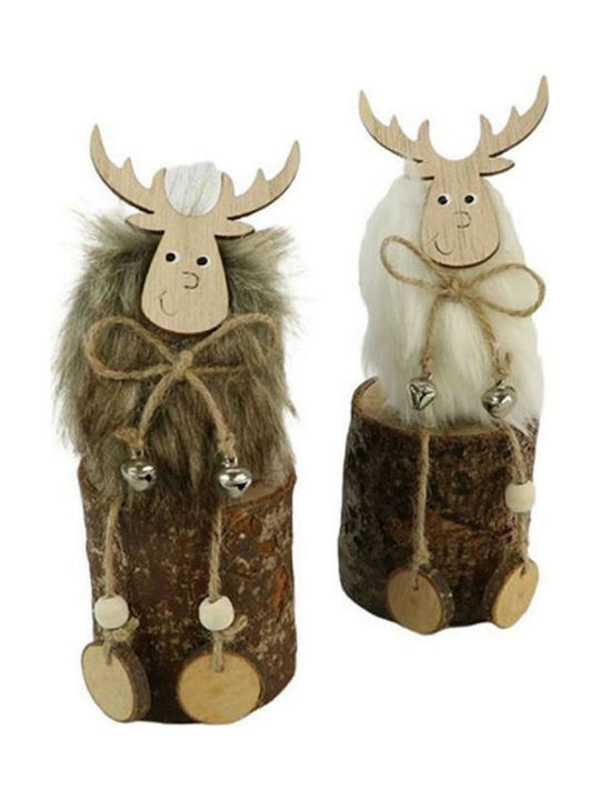 Atmosphera Christmas Wooden Figure Deer Height 17cm (Μiscellaneous Designs)