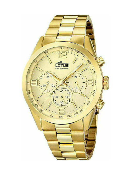 Lotus Watches Watch Chronograph Battery with Gold Metal Bracelet