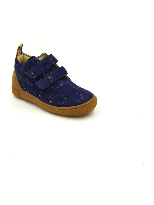 High Freedom Suede Kids Boots with Velcro Blue