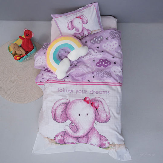 Palamaiki Follow Your Dreams Baby Sheets Set Crib Cotton Purple 120x160cm 3pcs