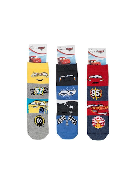 Children's Socks for Boy Disney PIXAR CARS Cotton 3 pairs Colorful