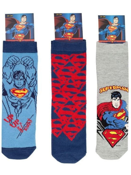 Șosete pentru copii pentru băiat Warner Bros SUPERMAN bumbac 3 perechi colorate