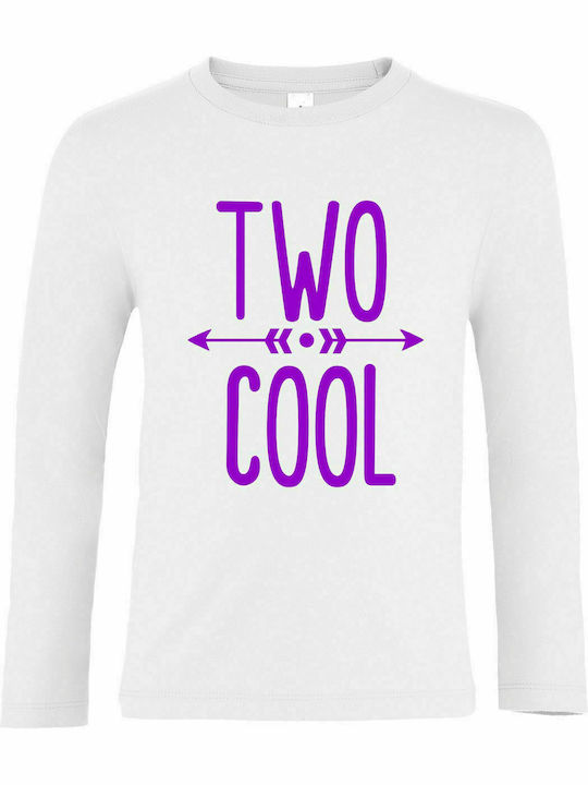 Children's Long Sleeve "TWO COOL", White