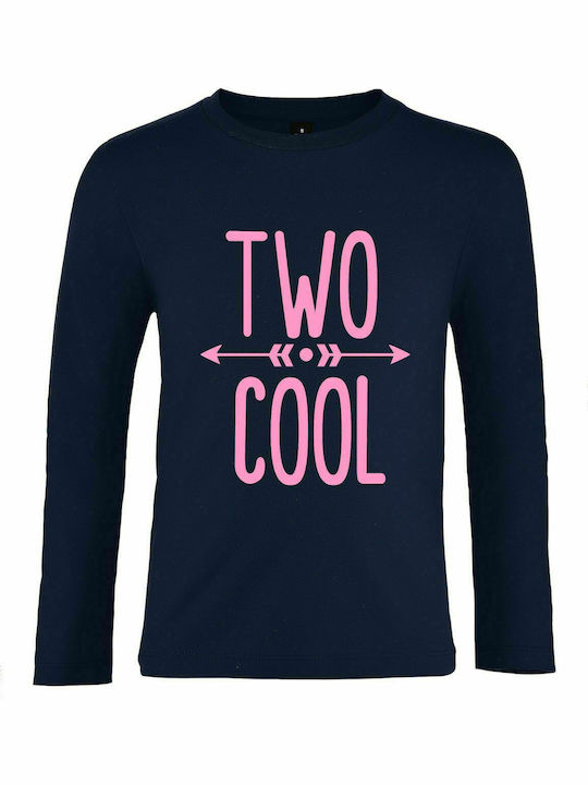 Kinder-Langarm-Shirt "TWO COOL", marineblau