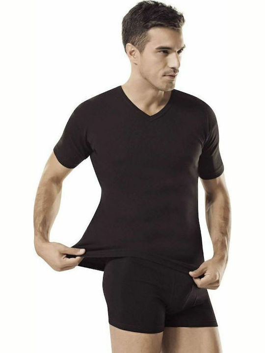 Men's Undershirt Short-sleeved in Black Color