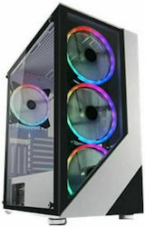 LC-Power Gaming 803W Lucid X Midi Tower Κουτί Υπολογιστή με Πλαϊνό Παράθυρο και RGB Φωτισμό Λευκό