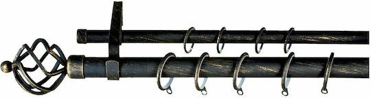 Extendable Metallic Curtain Pole Sunrise Double with Rod 140-240cm Black / Gold