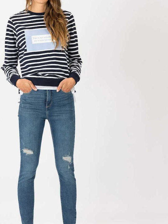 TIFFOSI JEAN HIGH SKINNY ΜΠΛΕ ΜΕ ΦΘΟΡΕΣ