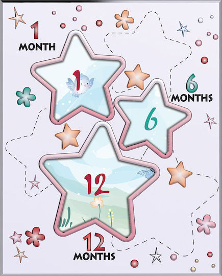 Slevori Star Months Kinder-Mehrfachbilderrahmen Silber Rosa 13x18 cm