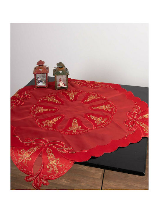 Silk Fashion Weihnachts- Tischtuch Karo Stoff Rot B90xL90cm. 1Stück