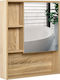 HomCom Ορθογώνιος Καθρέπτης Μπάνιου από Μοριοσανίδα με Ράφι & Ντουλάπι 60x76cm Καφέ