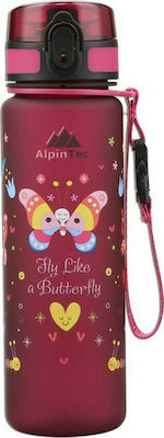 AlpinPro Πλαστικό Παγούρι Butterfly σε Μπορντό χρώμα 500ml