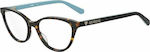 Moschino Love Plastic Eyeglass Frame Cat Eye Brown Tortoise MOL545 ISK