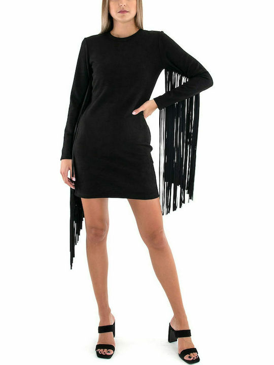 Kendall + Kylie KKW353006 Mini Βραδινό Βελούδινο Φόρεμα Μαύρο