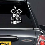 Σήμα Baby on Board με Αυτοκόλλητο Baby Wizard Λευκό