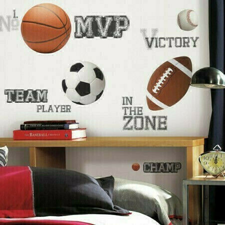 RoomMates Decor Autocolant Decorativ pentru Copii Perete All Star Sports 24buc