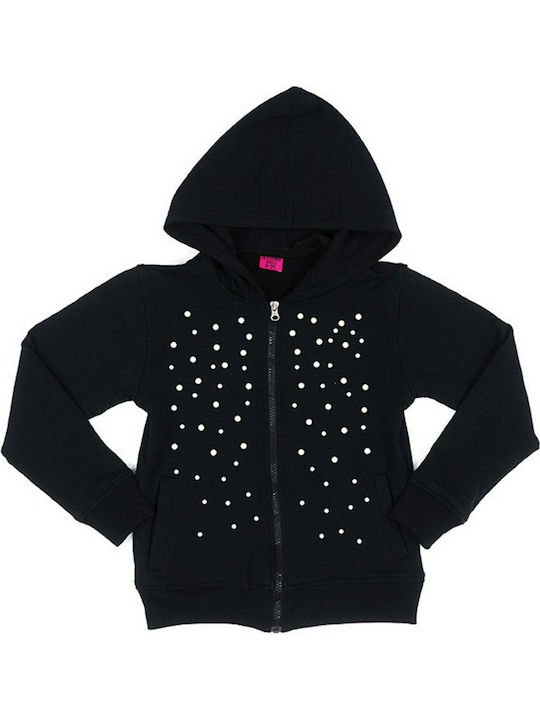 Funky Girls Hooded Sweatshirt with Zipper Black