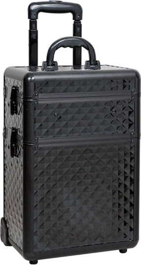 Foxy Metallic Cosmetic Case Wheeled Black H27xW32xD21cm