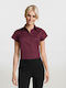 Excess Kurzärmelig Damen Hemd Medium Burgundy Monochrom