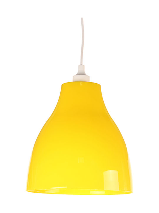 Keskor Μοντέρνο Κρεμαστό Φωτιστικό Μονόφωτο Καμπάνα με Ντουί E27 σε Κίτρινο Χρώμα