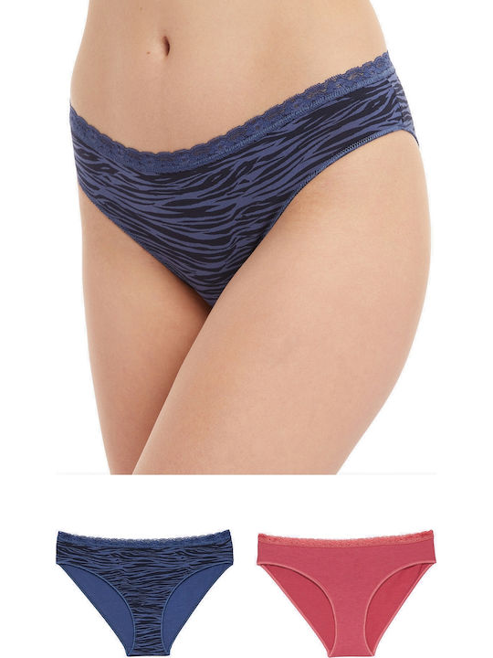 Minerva Modal Femei Slip 2Pack Azalee/Albastru