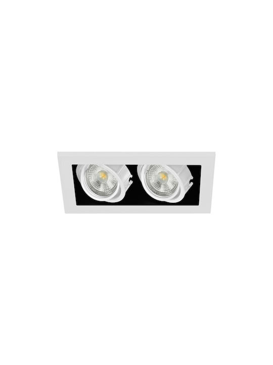 KT Lighting Mini Stealth Rechteckig Metallisch Einbau Spot mit Fassung GU10 Weiß 1Stück