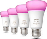 Philips Smart LED Bulbs 6.5W for Socket E27 and Shape A60 RGBW 806lm Dimmable 4pcs