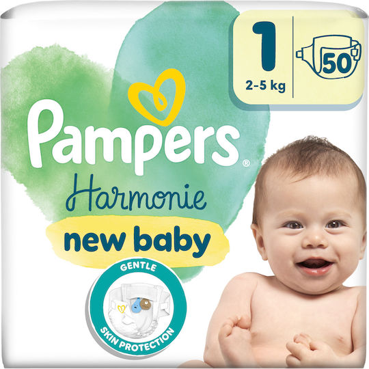 Pampers Πάνες με Αυτοκόλλητο Harmonie No. 1 για 2-5kg 50τμχ