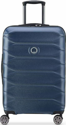 Delsey Expandable Medium Travel Suitcase Hard Blue with 4 Wheels Height 68cm.