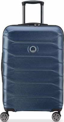 Delsey Expandable Medium Travel Suitcase Hard Blue with 4 Wheels Height 68cm