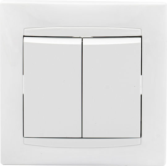 Bassiakos Chalkida Recessed Wall Switch Lighting Two-Way with Frame White