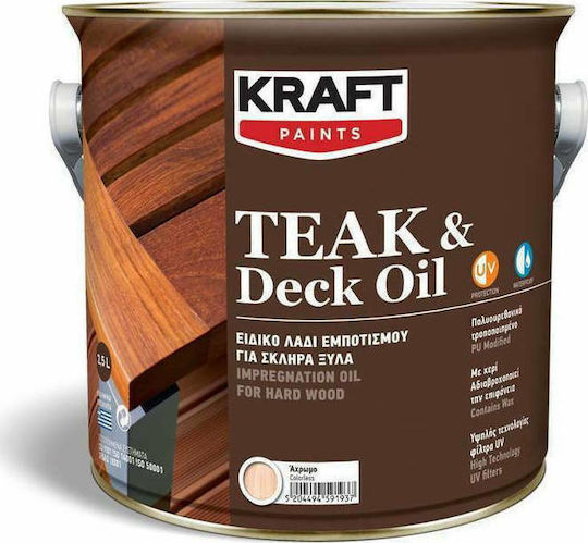 Kraft Teak & Deck Oil Teak Oil Πολυουρεθάνης Άχρωμο Ματ 750ml