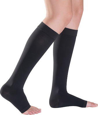 Sigvaris Top Fine Select 701 Open Toe Graduated Compression Calf High Socks Long 18-21 mmHg Black