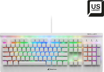 Sharkoon Skiller SGK3 Gaming Mechanical Keyboard with Kailh Red switches and RGB lighting (English US) White