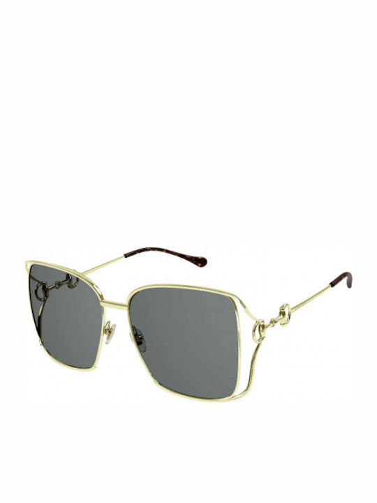 Gucci Γυναικεία Γυαλιά Ηλίου με Χρυσό Μεταλλικό Σκελετό και Μαύρο Φακό GG1020S 002