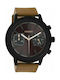 Oozoo Timepieces Watch Chronograph Battery with Brown Leather Strap