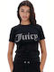 Juicy Couture Taylor Damen Sport Crop T-Shirt Schwarz