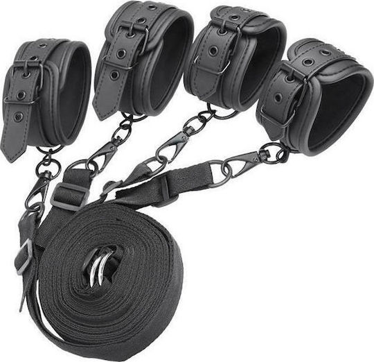 IntoYou Black Shadow Vegan Leather Bed Restraints Set Σετ για Δέσιμο στο Κρεβάτι σε Μαύρο Χρώμα