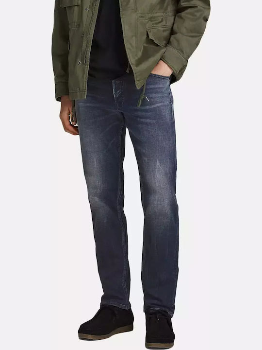 Men's Jeans Pants Elastic with Slim Straight Fit Navy Blue